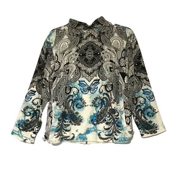 Onque Casuals Jacket Womens Med Black Blue Rhinestones Festival Fairy Whimsigoth - Picture 5 of 16